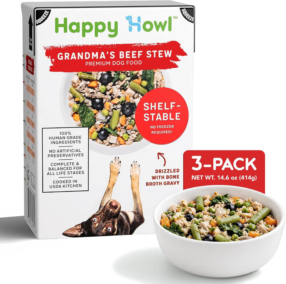 Variety pack of chicken-free human-grade wet dog food in beef, lamb and turkey – view 4