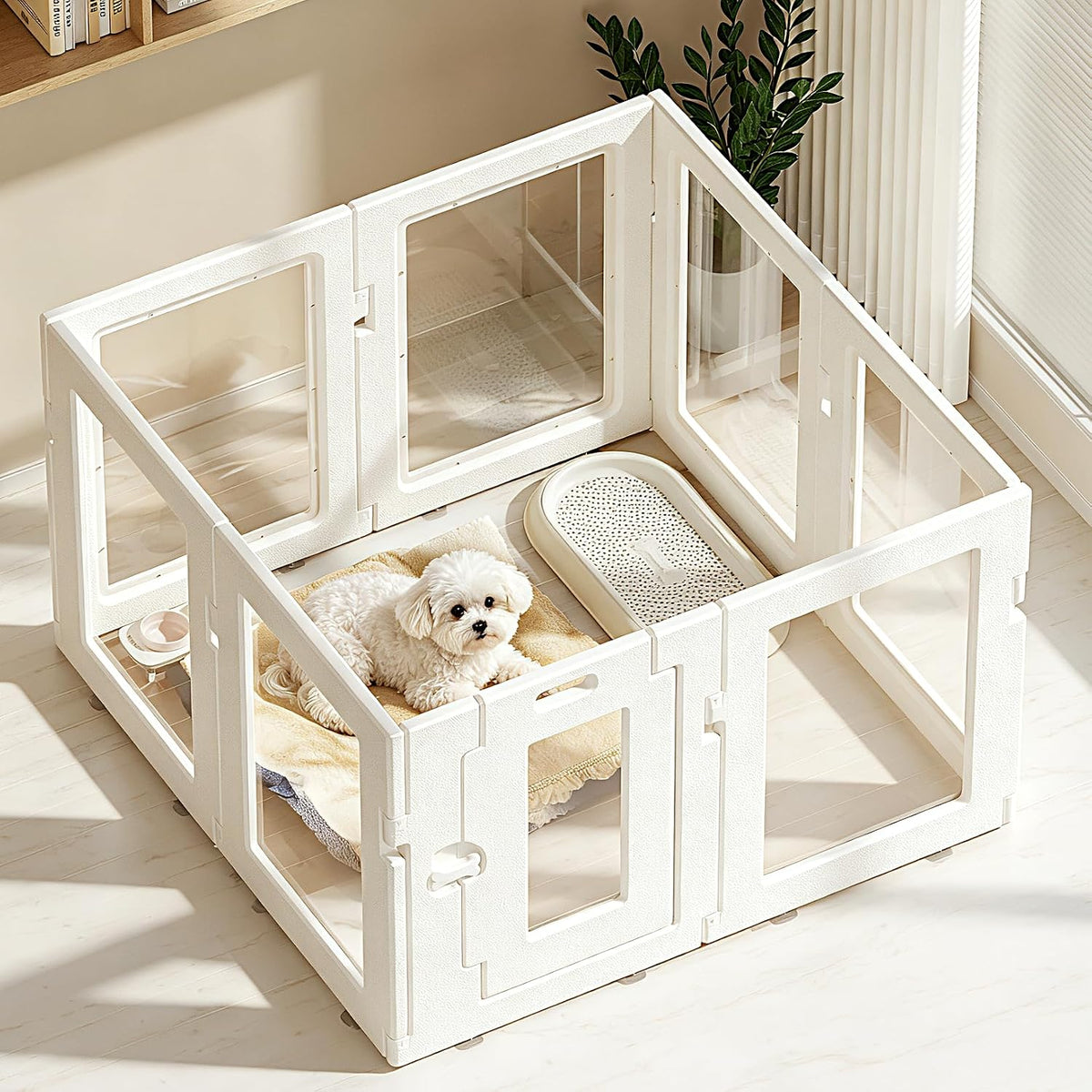 Black-framed clear acrylic 10-panel indoor dog playpen – view 6