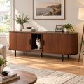 Long fluted cat litter box enclosure cabinet for two cats