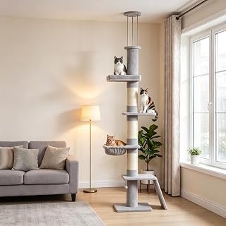 Adjustable Height Cat Tree for Indoor Cats