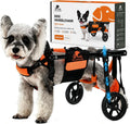 Adjustable dog wheelchair cart supporting a dog's hind legs