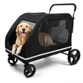 Black dog stroller wagon with mesh sides and three access doors – view 3