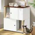 Double Cat Litter Box Enclosure, Decorative Enclosed Washroom Cabinet