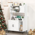 Hidden Cat Litter Box Enclosure with Shelf Storage, Sturdy Wood Washroom Furniture, White