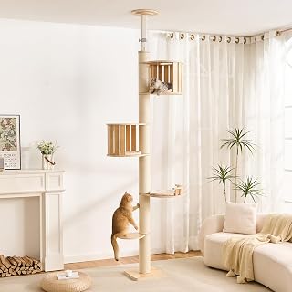 Floor-to-Ceiling Cat Tree, Adjustable 7.9-9.9 ft Tension Cat Tower