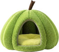 Enclosed Pumpkin-Shaped Cat Bed, 360-Degree Covered Cat Cave, Green, 19.6 x 19.6 x 15.7 Inches