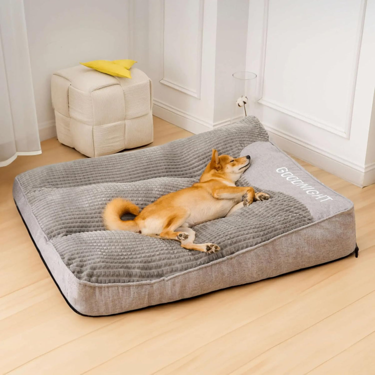 Brown plush cushion dog bed and crate mat – view 2