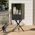 Outdoor cat feeding station with storage cabinet