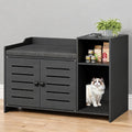 Farmhouse wooden hidden litter box enclosure with storage shelf – view 3