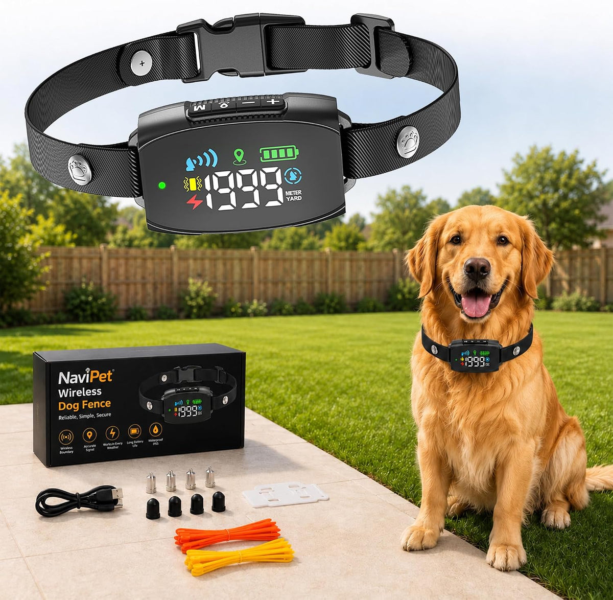 GPS wireless dog fence collar with control buttons