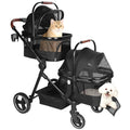 Foldable 3-in-1 pet stroller with linen cabin and storage basket – view 3