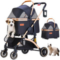 Black small pet stroller with detachable carrier