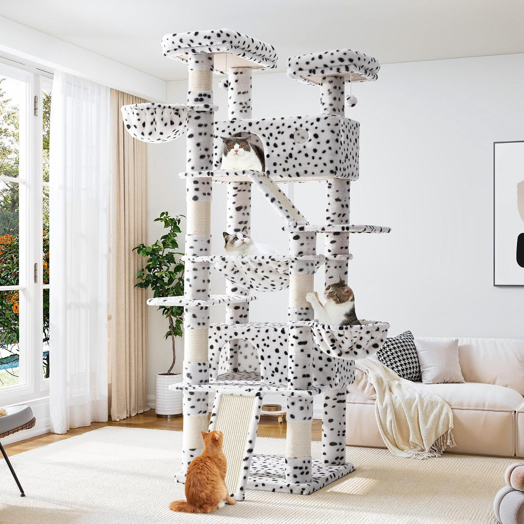 81 inch tall leopard print cat tree with condo and hammock – view 5