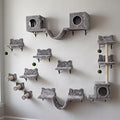 18-in-1 Wall-Mounted Cat Shelves Set with Climbing Perch, Steps and Playground, Gray
