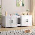 TrailBlaze Modern 55" Double Cat Litter Box Enclosure for 2 Cats, Wooden Hidden Cabinet and TV Stand