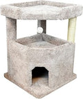 Prestige Cat Trees Beige Solid Wood Condo Mansion, Large