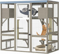 Multi-level wooden outdoor catio with platforms and resting nook – view 2