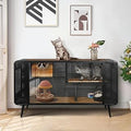 Large Cat House with Tempered Glass Sliding Doors, Wooden Indoor Cat Enclosure with Iron Frame