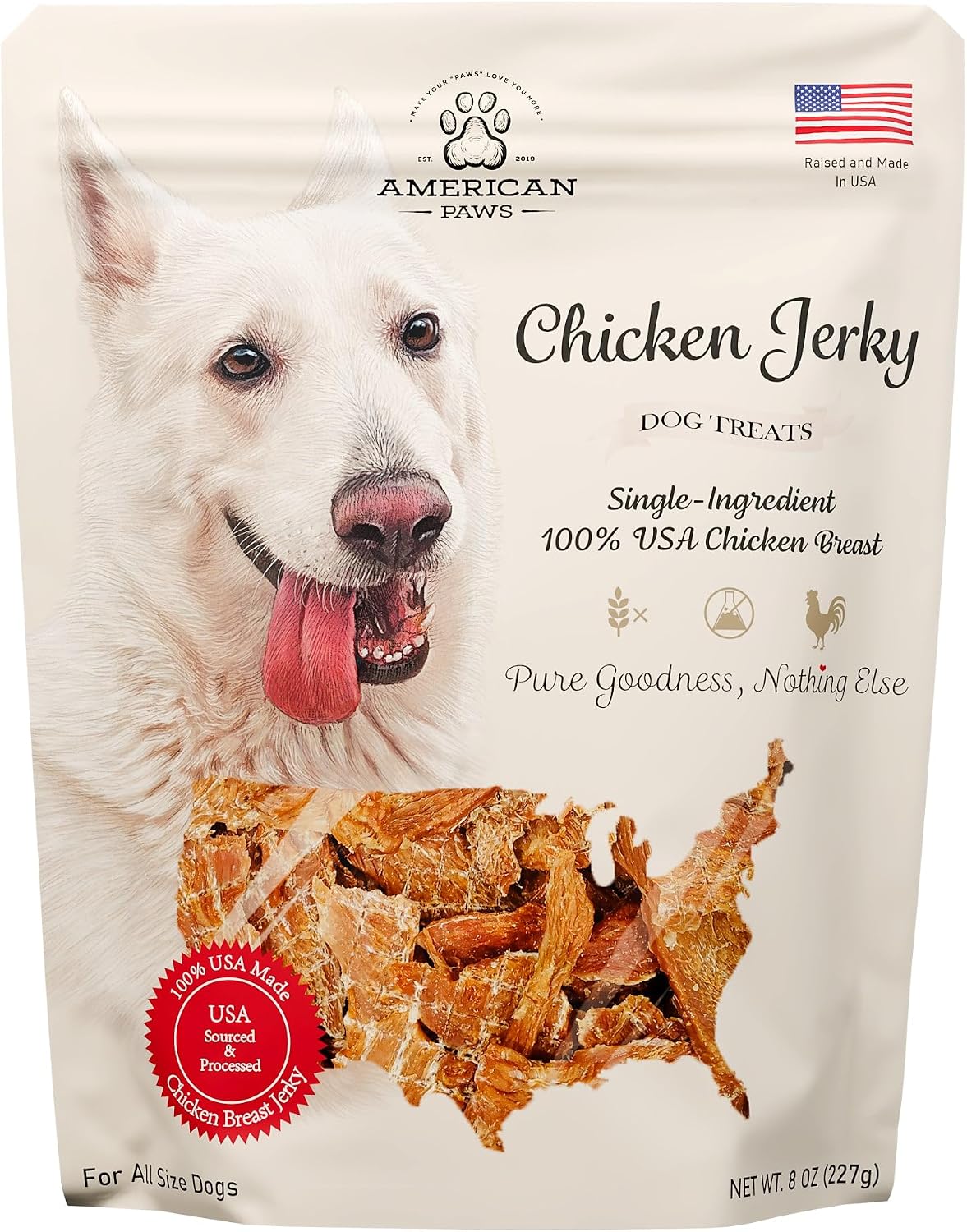 Five resealable pouches of chicken breast jerky treats for dogs – view 3