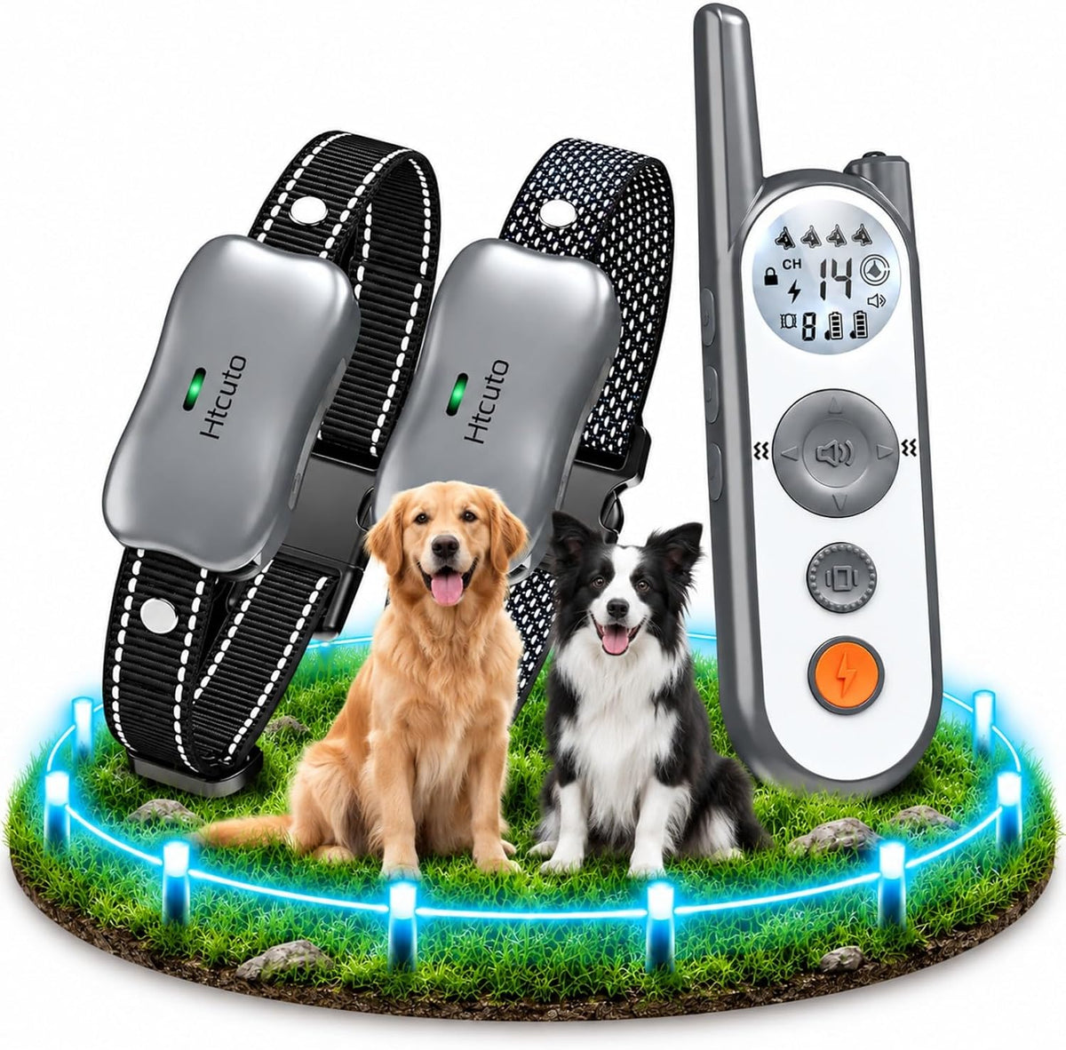 Multi-mode wireless dog fence transmitter with two collars