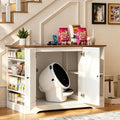 Large wooden hidden litter box furniture with charging station