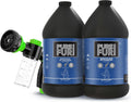 Two gallon jugs of sensitive skin dog shampoo and conditioner with hose nozzle