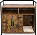 Cat Litter Box Enclosure with Scratch Pad, Hidden Furniture, Rustic Brown
