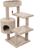 43 inch solid wood carpeted cat tree with condo and rope post