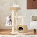NUNU Modern 39" Wooden Cat Tree for Large Cats, Tower with Hand-Woven Condo and Top Perch