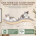 S-shaped wall-mounted cat shelf with soft gray cushion
