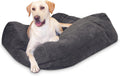 Gray covered cube pet bed with front opening
