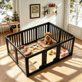 Clear acrylic puppy playpen with door arranged in a square indoors – view 3