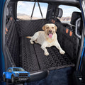 Black dog back seat extender platform installed in a pickup truck rear seat – view 2