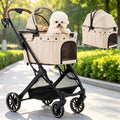 Four-wheel pet stroller with detachable carrier basket and canopy – view 2