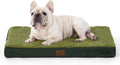 Dark green rectangular sherpa dog bed with egg crate foam