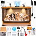 Clear puppy and kitten incubator with heating mat, fan and hygrometer
