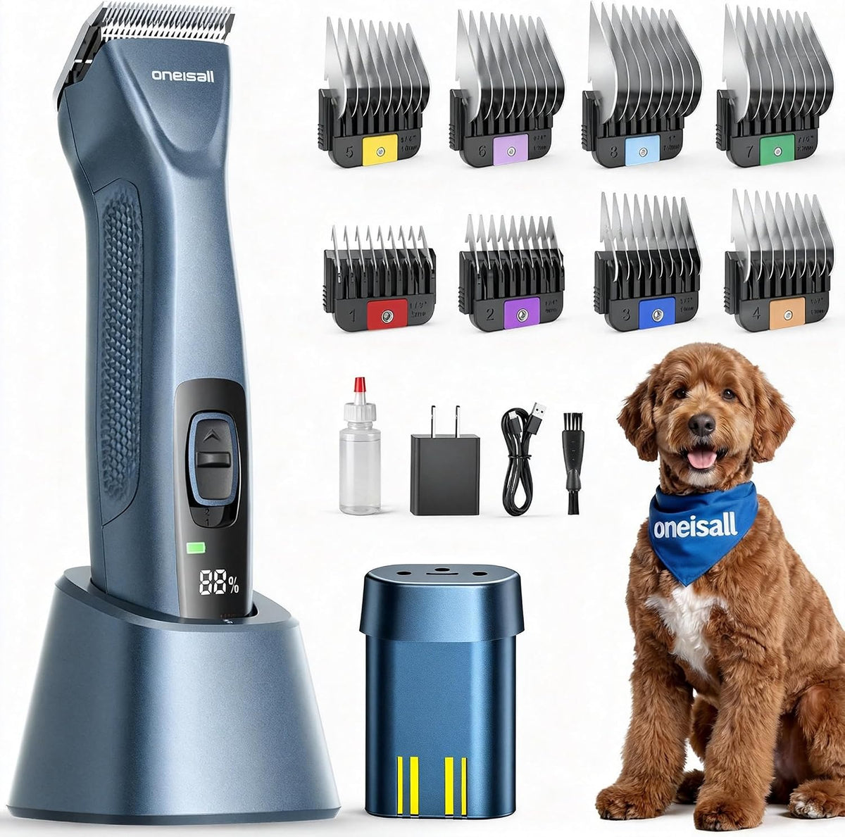 Cordless dog grooming clippers with spare replacement battery