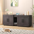 GarveeHome Double Hidden Litter Box Enclosure Cabinet for Cats, Walnut