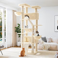 81 inch tall beige cat tree with condo and hammock