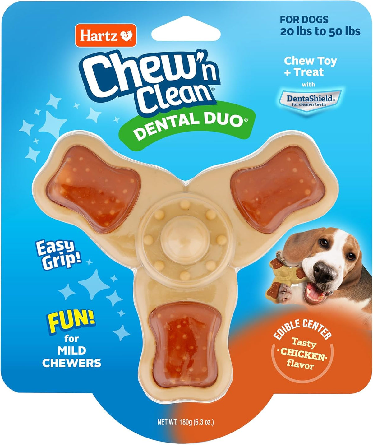 Chicken flavored tri-point dog chew toys with textured nubs – view 3