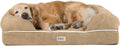 Khaki beige XL orthopedic dog sofa bed with bolster rim
