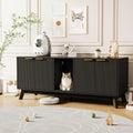 Black 59 inch double room litter box furniture used as TV stand