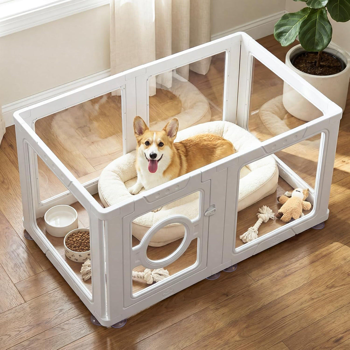 White-framed clear acrylic 8-panel pet playpen – view 4