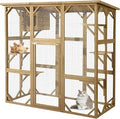 MAGIC UNION 68 Inch Large Wooden Catio Outdoor Cat Enclosure, Natural