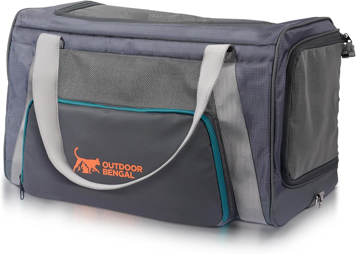Creme soft cat carrier with head opening and mesh panels – view 2