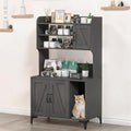 Tall white hidden cat litter box cabinet with shelves and two doors – view 2