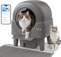 Grey automatic robot litter box with litter mat