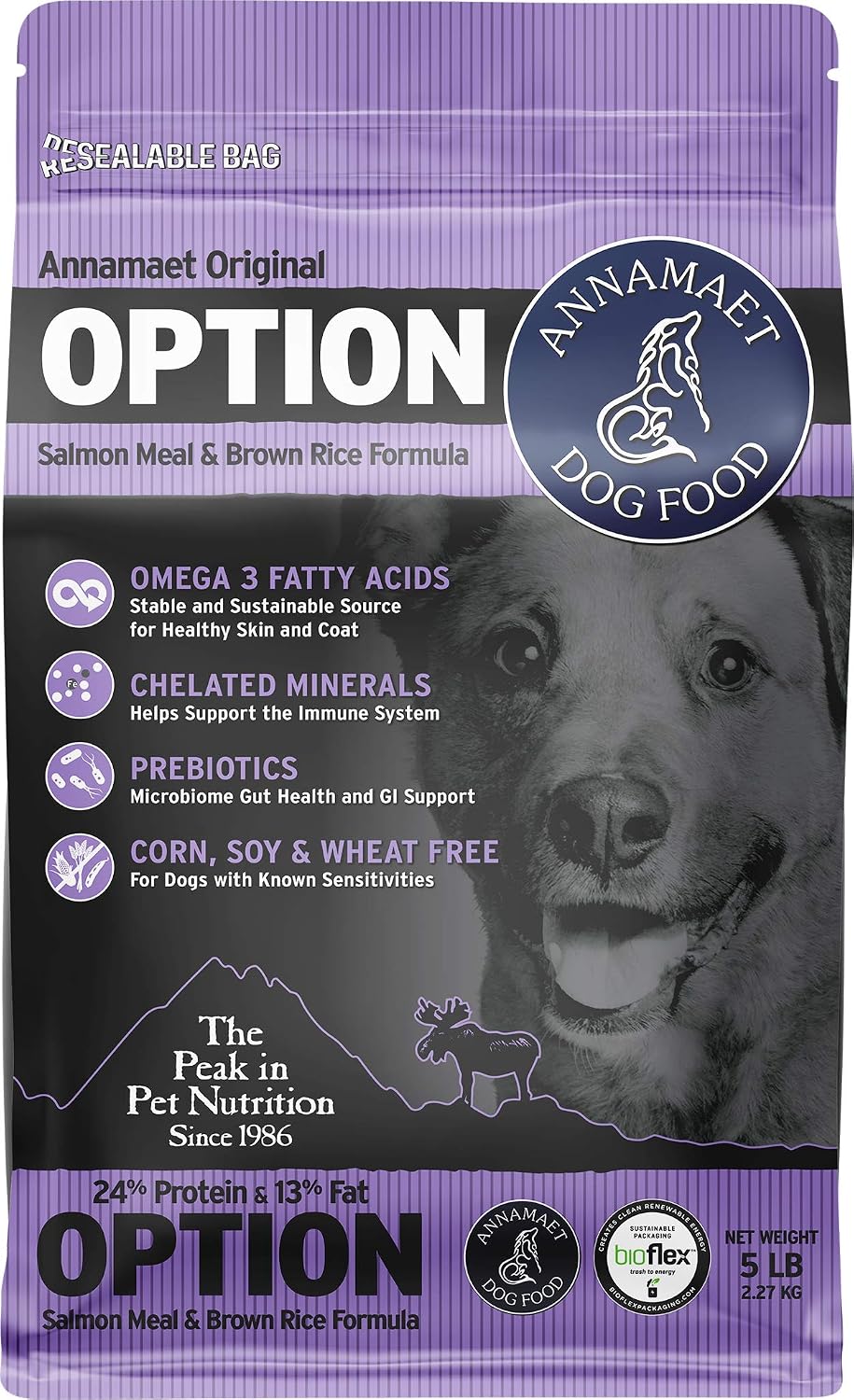 40 lb bag of salmon and brown rice dry dog food with kibble – view 3