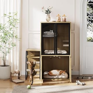 Modern 2-Tier Enclosed Cat Litter Box Furniture