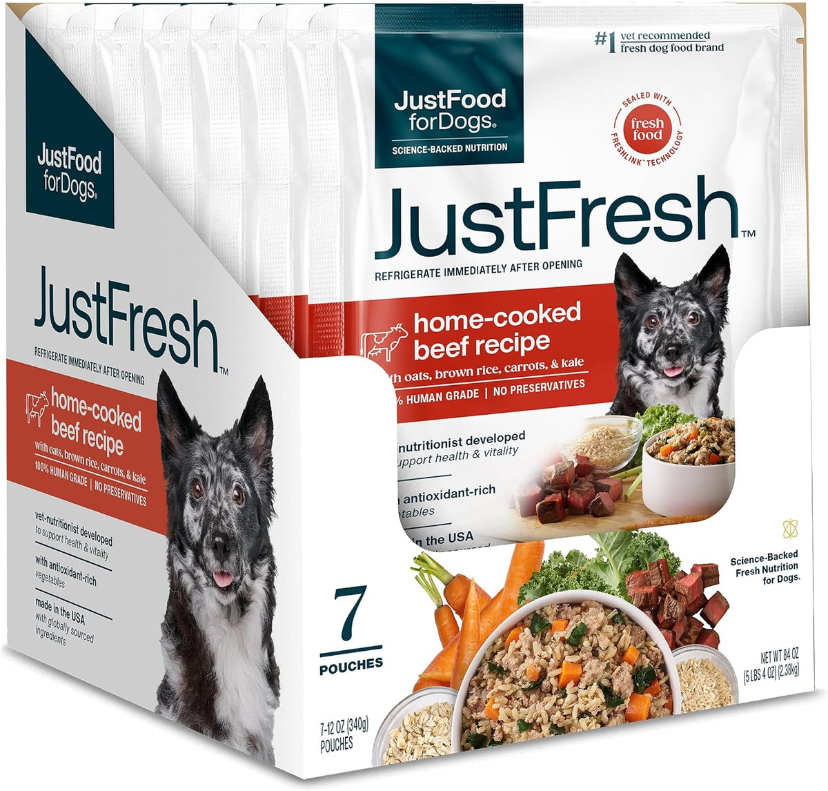 Resealable pouches of fresh beef and chicken wet dog food – view 5